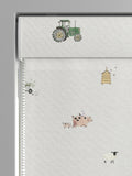 Sophie Allport On the Farm Roman blind in soft grey, UK version