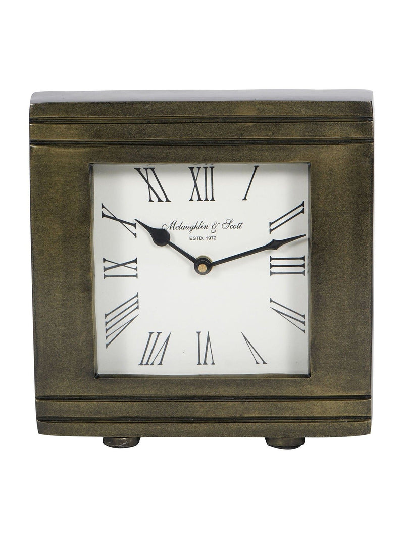 Libra Interiors Bruised Brass Hornchurch Antique Finish Mantel Clock