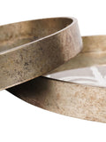 Libra Interiors antique gold palm tree trays set of 2, UK version