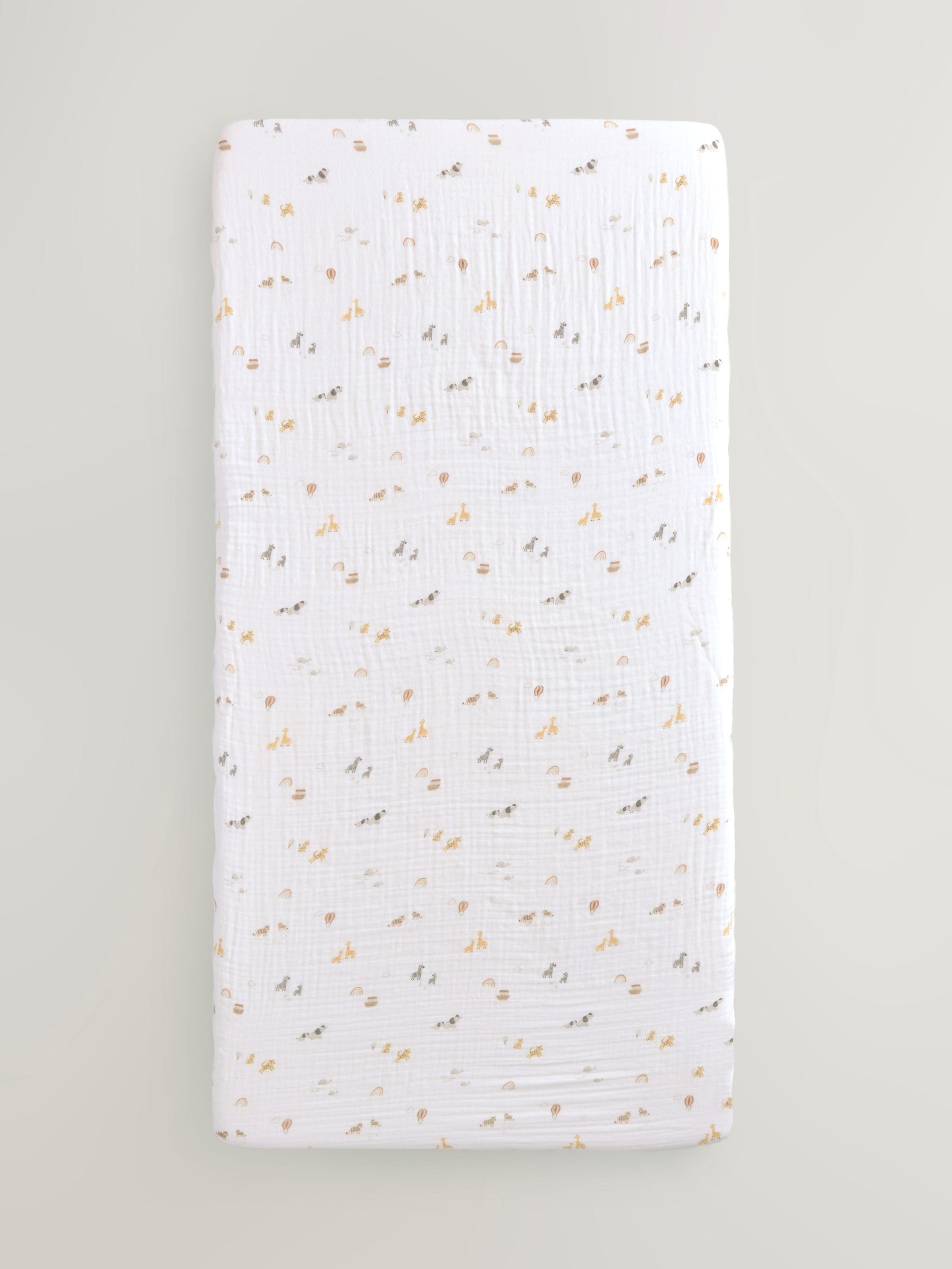 Mini jungle baby muslin fitted sheets 2 pack, imported from the UK