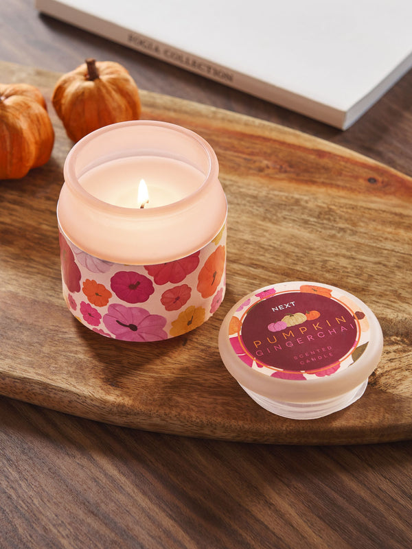 Mini Candle Orange Autumnal Pumpkin Spice Scented Wax 8cm Height