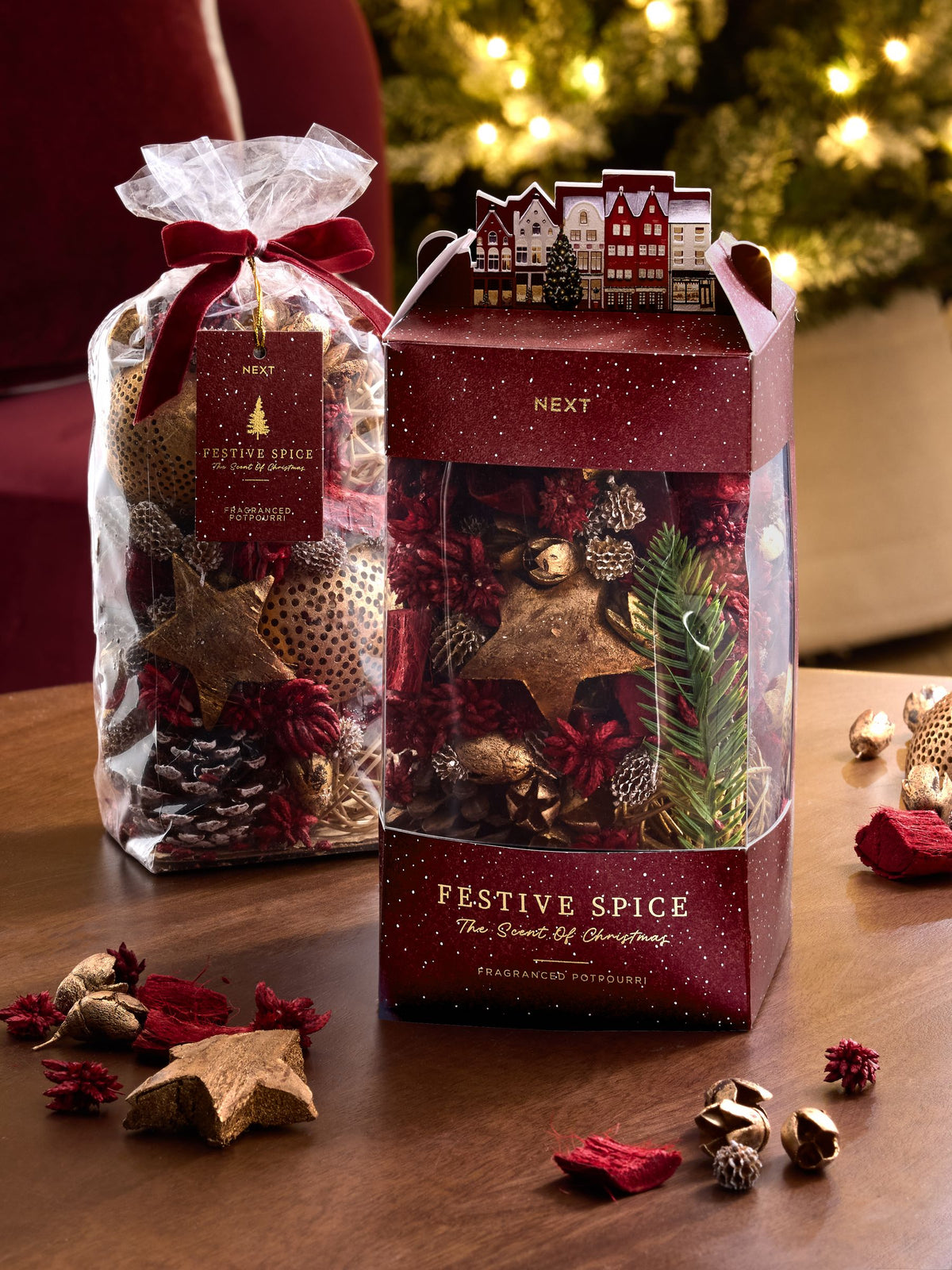 Red & Gold Festive Spice pot pourri, imported from the UK