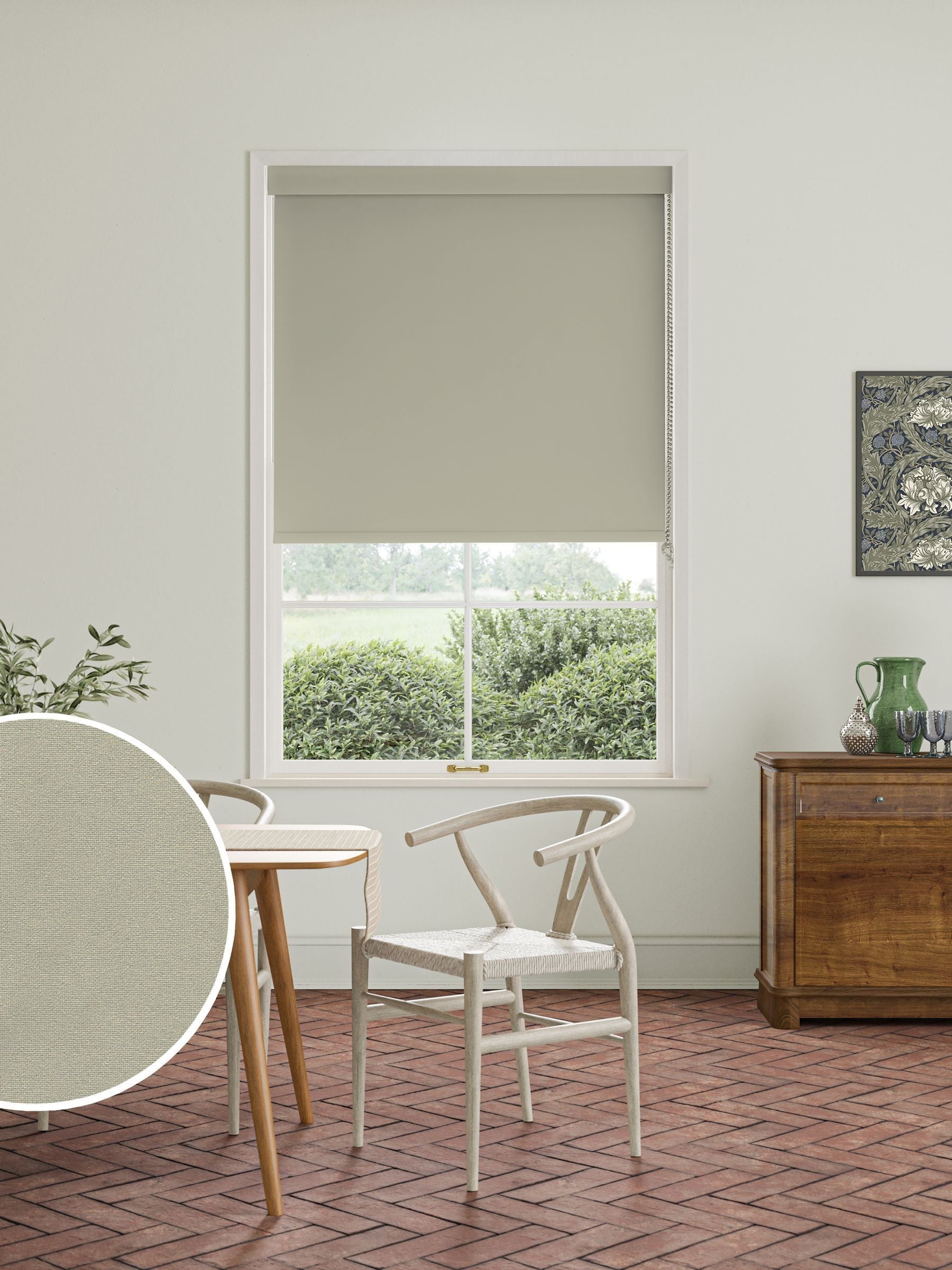 William Morris Fennel Green Waltham roller blind - British product