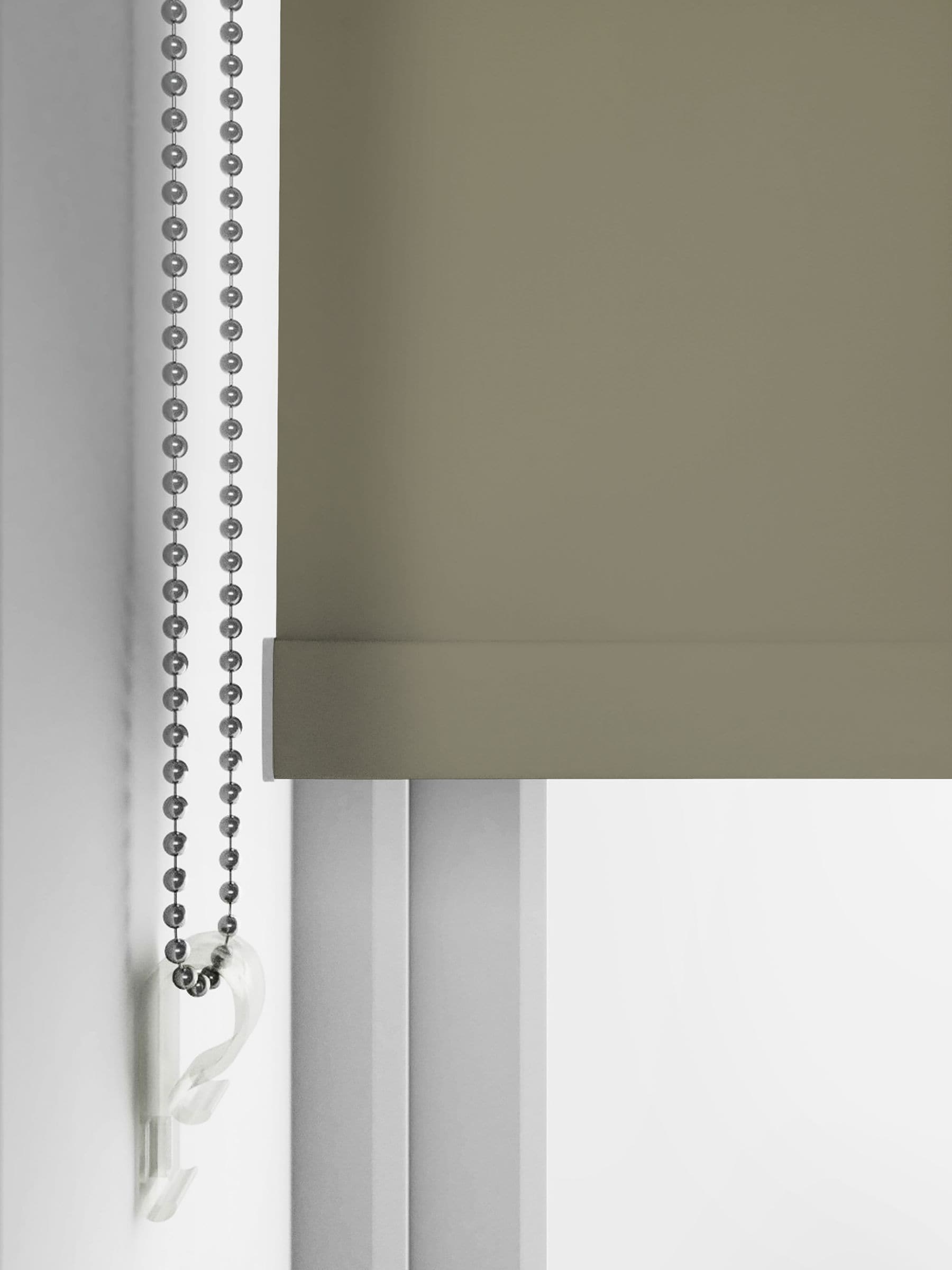 William Morris roller blind in stone grey, imported from the UK