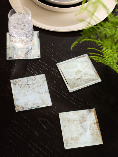 Next Silver Galaxy Glass Coasters Set of 4- Buy online at McGrocer