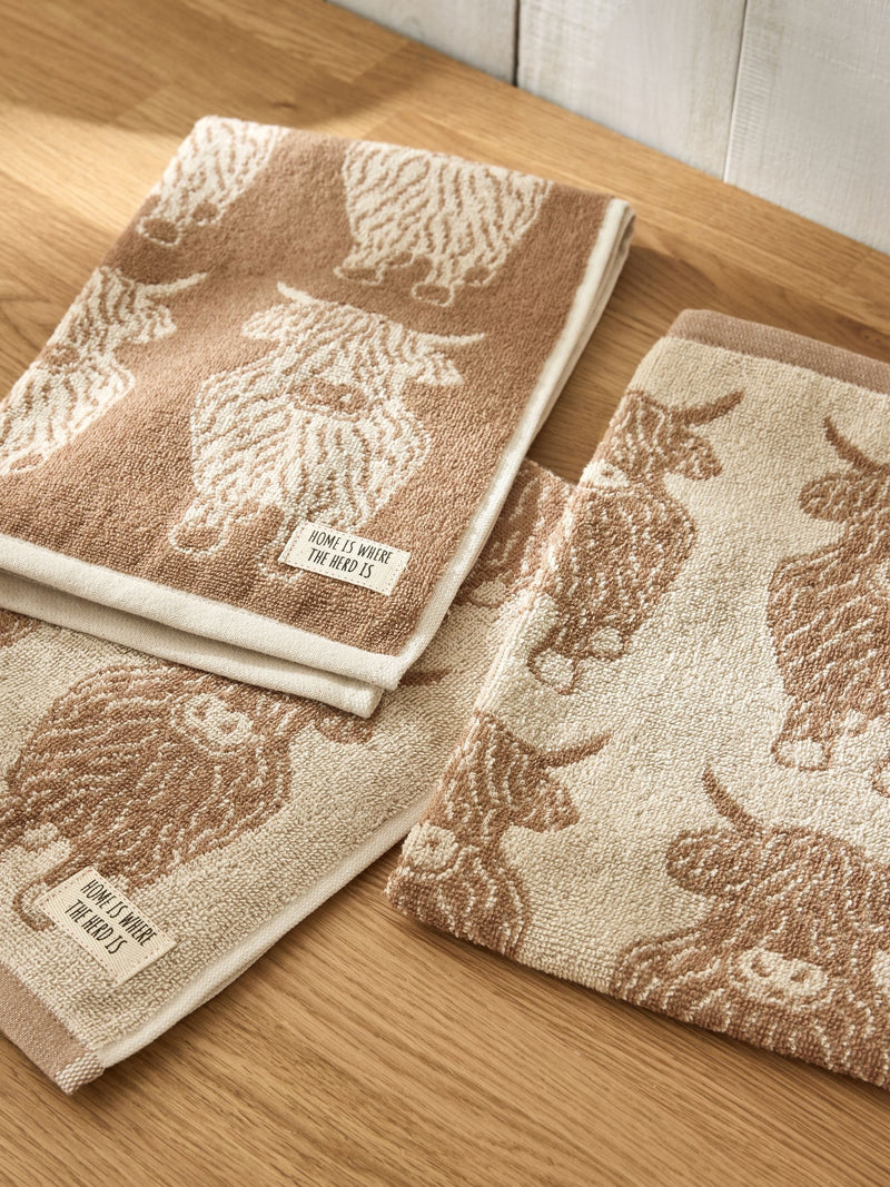 Natural Hamish patterned terry tea towels set of 3 - British product