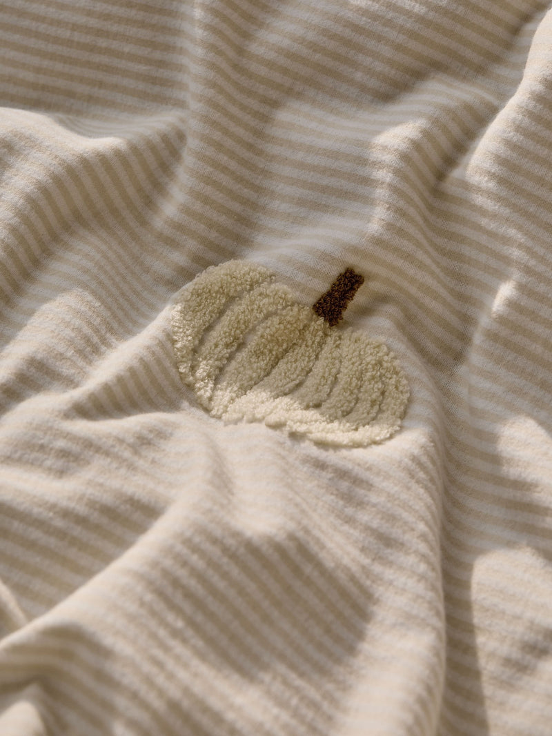 Natural Stripe Pumpkin brushed cotton duvet cover and pillowcase set, imported from the UK