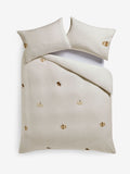 Natural Stripe Pumpkin brushed cotton duvet cover and pillowcase set, imported from the UK