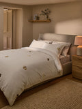 Natural Stripe Pumpkin brushed cotton duvet cover and pillowcase set, imported from the UK
