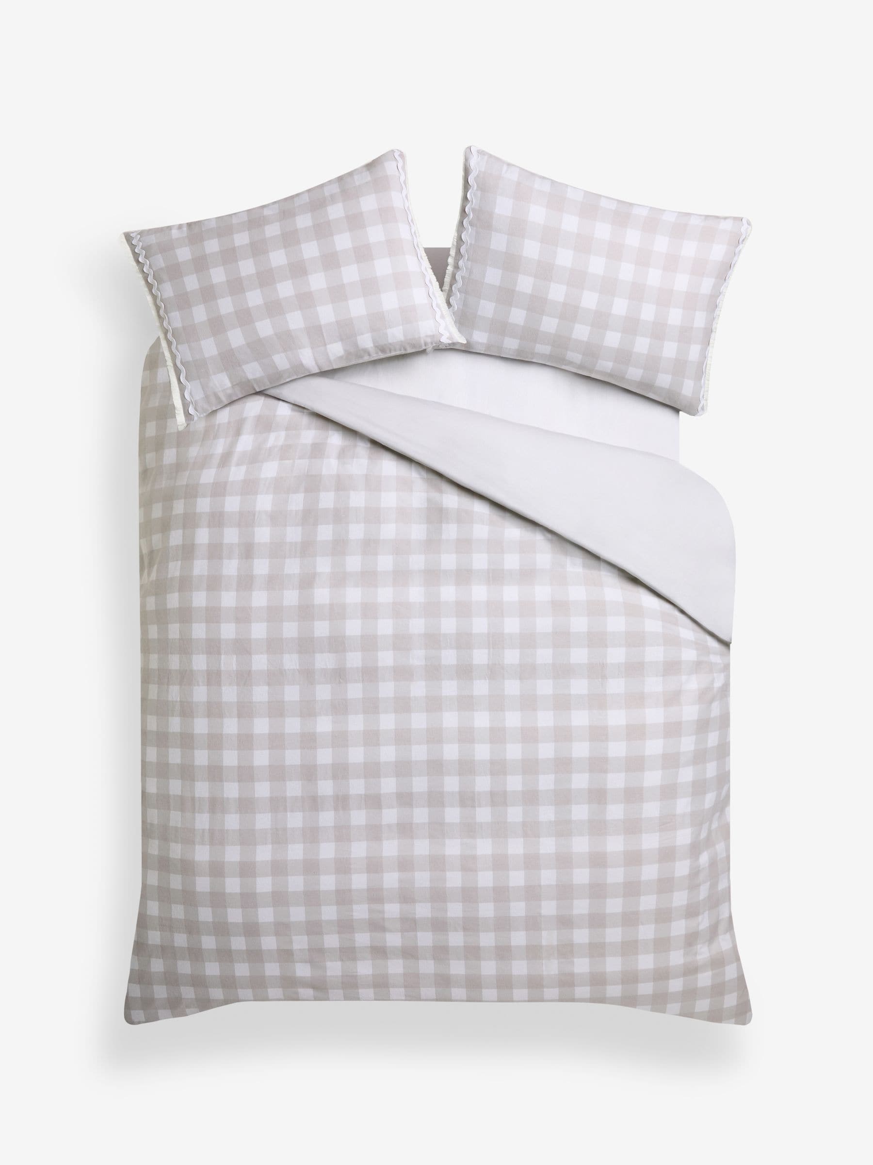 Natural Supersoft brushed cotton duvet cover and pillowcase set with tassel trim, imported from the UK
