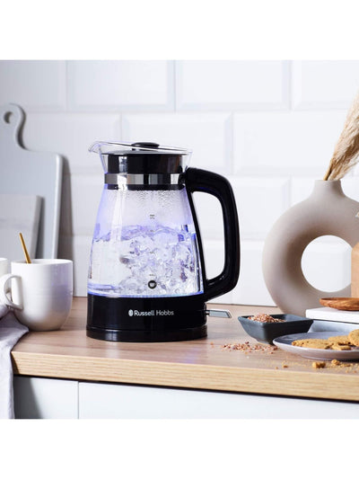 Bouilloire en verre avec éclairage intérieur bleu et capacité de 1,7 L