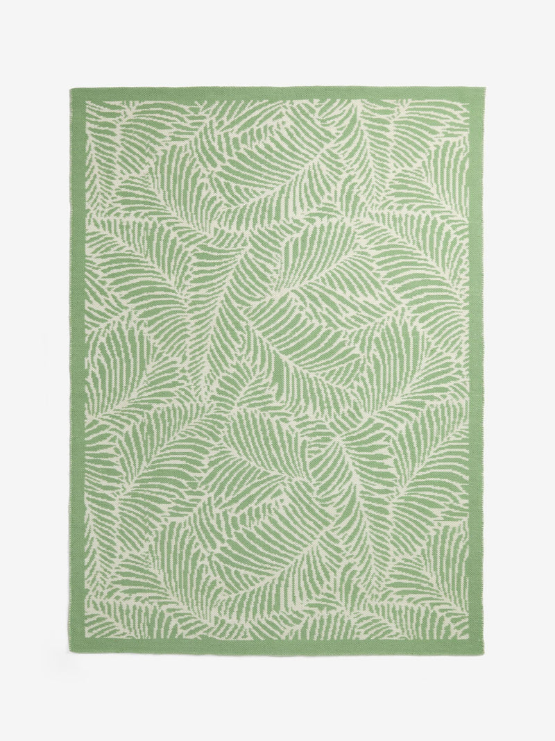 Nina Campbell green tree fern flatweave wool rug (British brand)