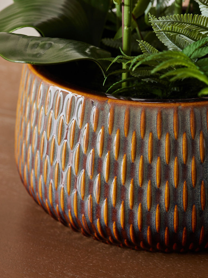 White artificial real touch orchid in reactive ceramic pot 60cm (British brand)