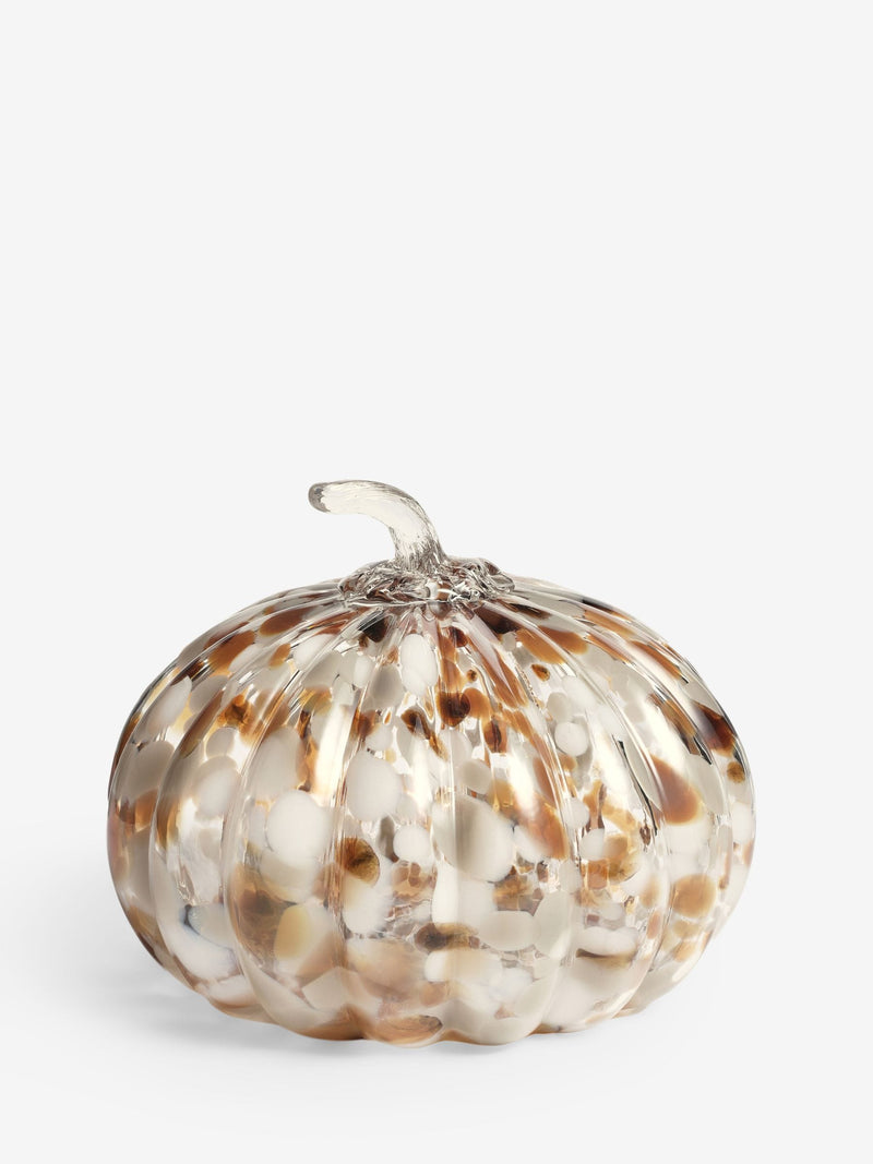 Brown/Natural confetti glass pumpkin ornament - British product