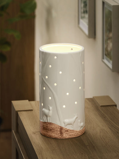 Next White Ceramic Woodland Scene Hurricane Candle Holder 22.5cm- Buy online at McGrocer