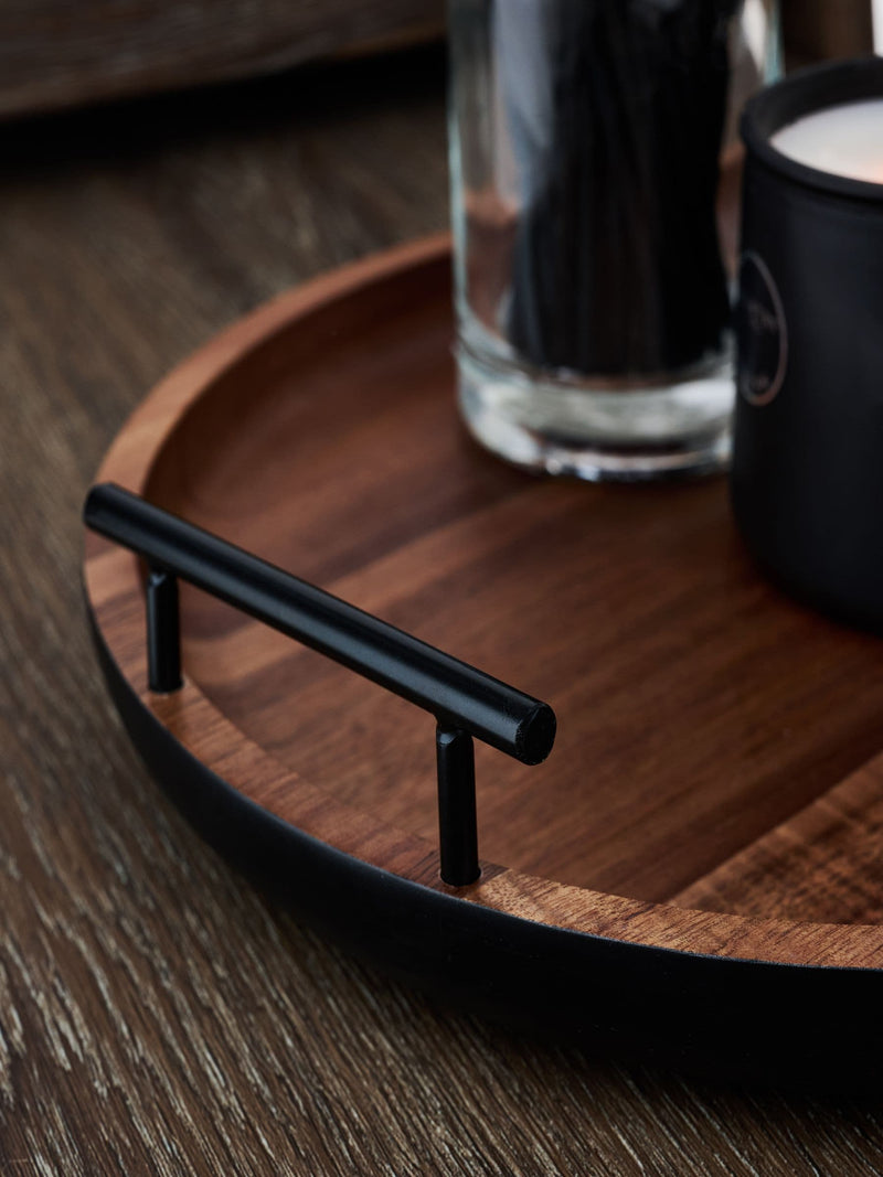 Brown Dark Bronx wood decorative tray - British product