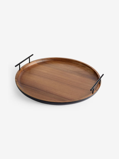 Plateau décoratif rond en bois Dark Bronx, grandes et petites tailles
