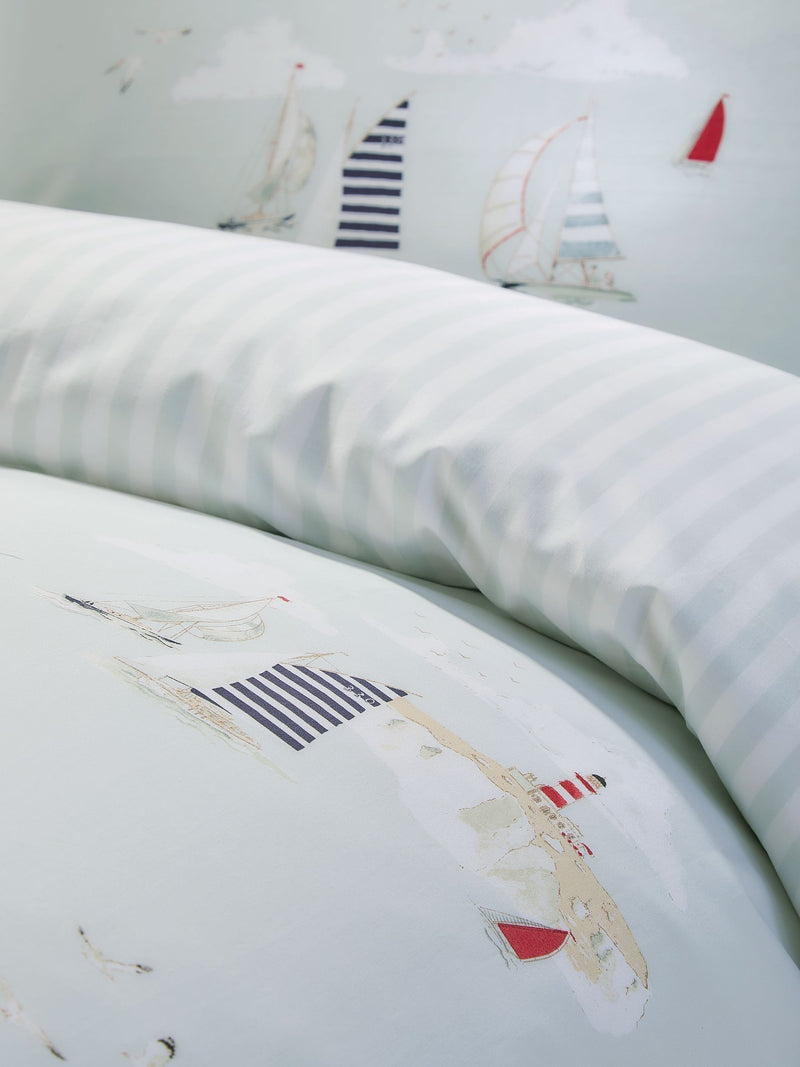 Sophie Allport Blue Coastal Boats duvet cover and pillowcase set (British brand)