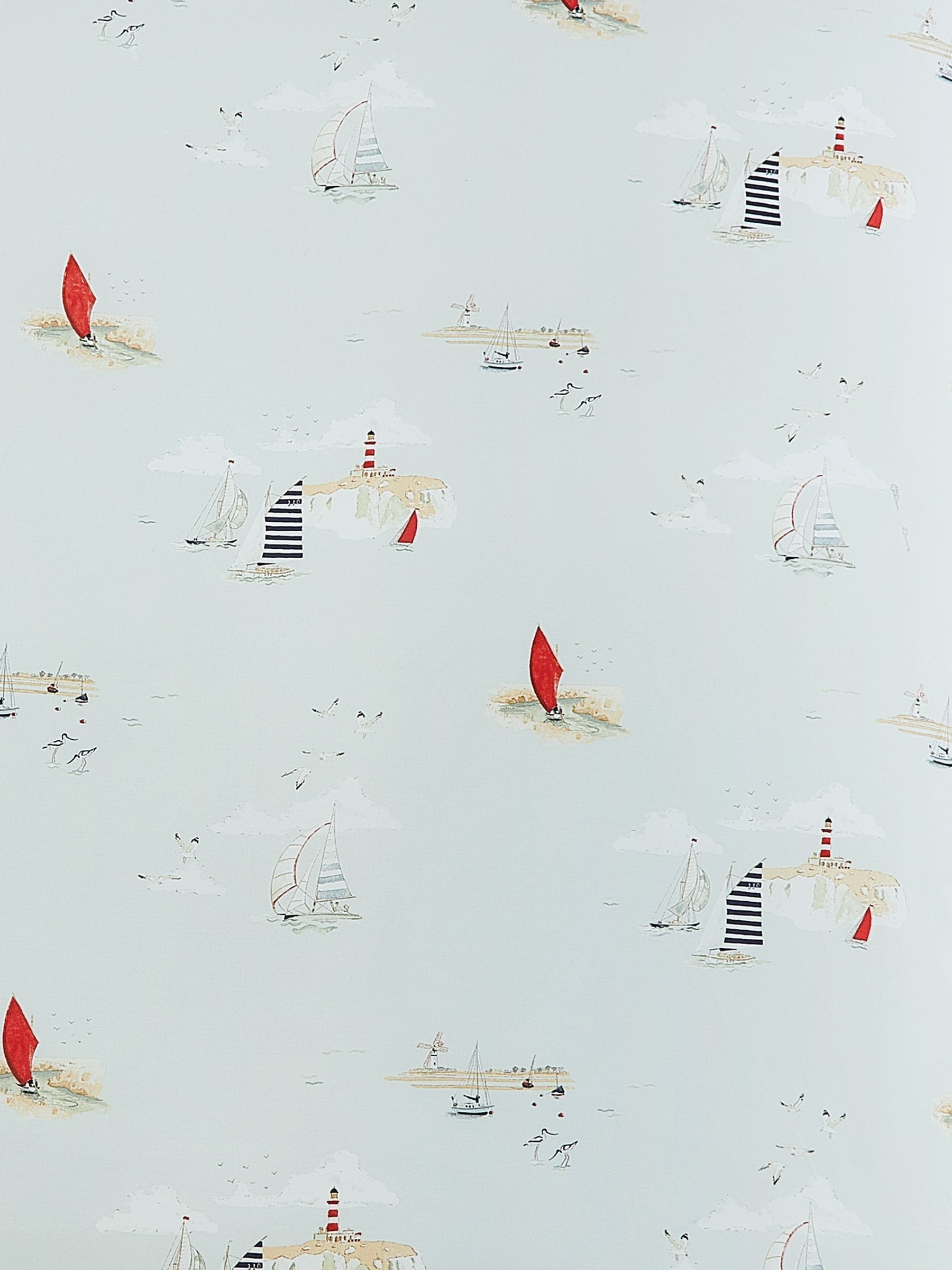 Sophie Allport Blue Coastal Boats duvet cover and pillowcase set (British brand)