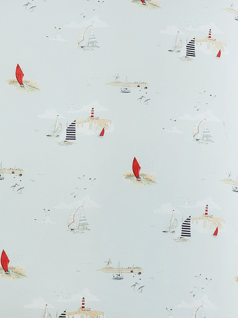 Sophie Allport Blue Coastal Boats duvet cover and pillowcase set (British brand)
