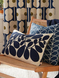 Orla Kiely Navy Abacus Flower eyelet curtains (British brand)