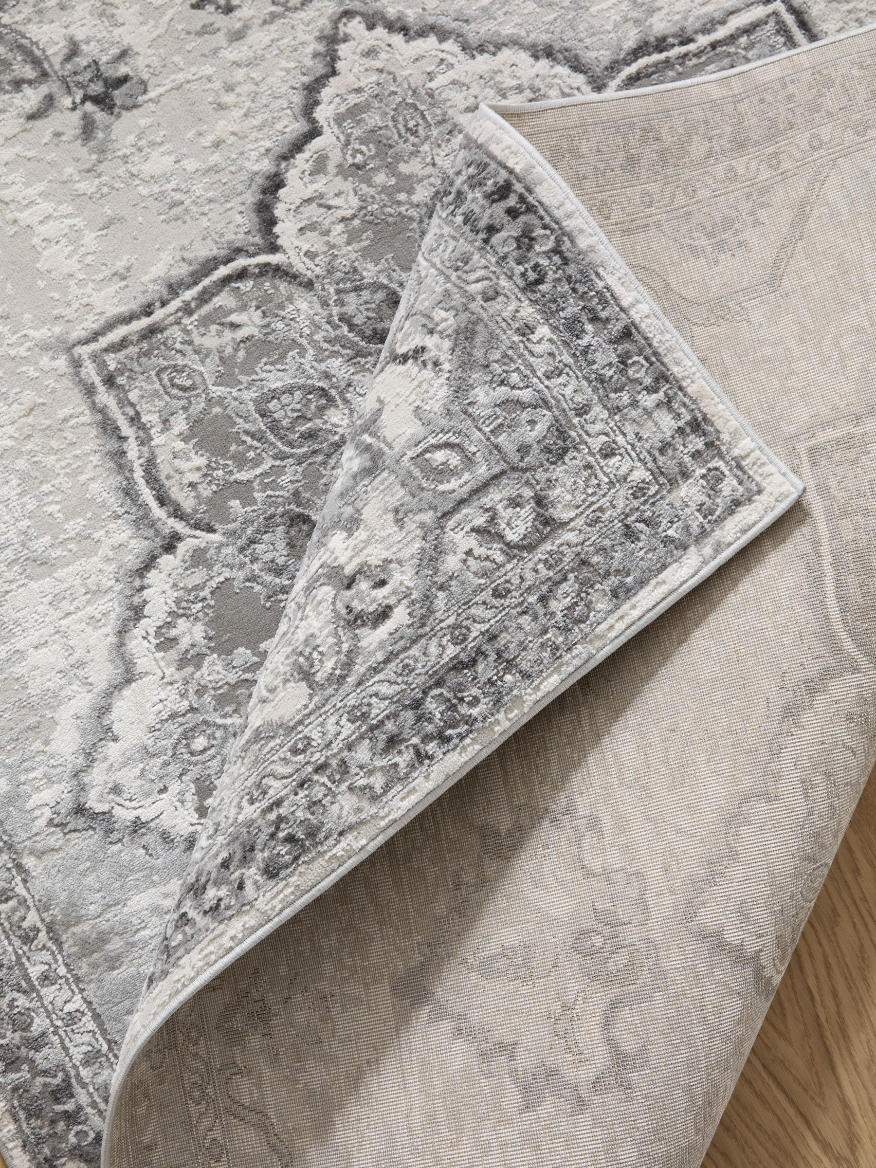 Sosandar Grey Leiria antique oriental textured rug, UK version