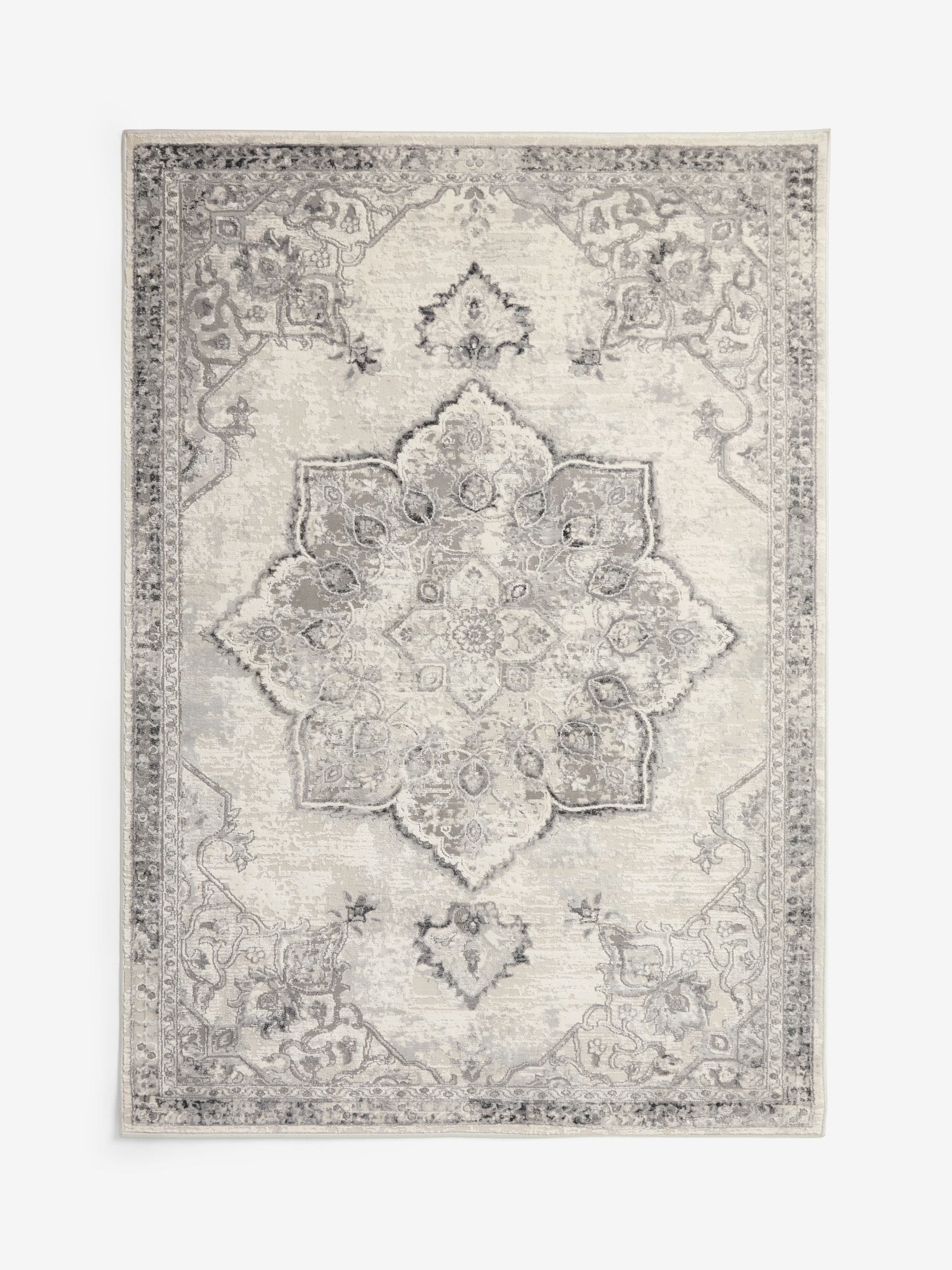 Sosandar Grey Leiria antique oriental textured rug, UK version