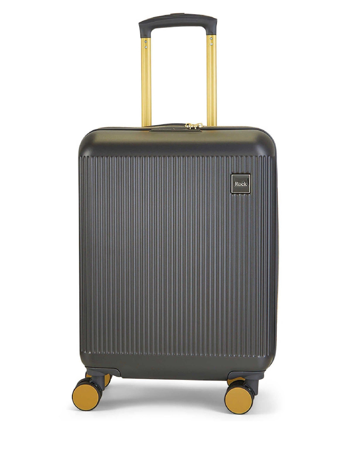 Rock Aria cabin suitcase grey with gold accents, imported from the UK