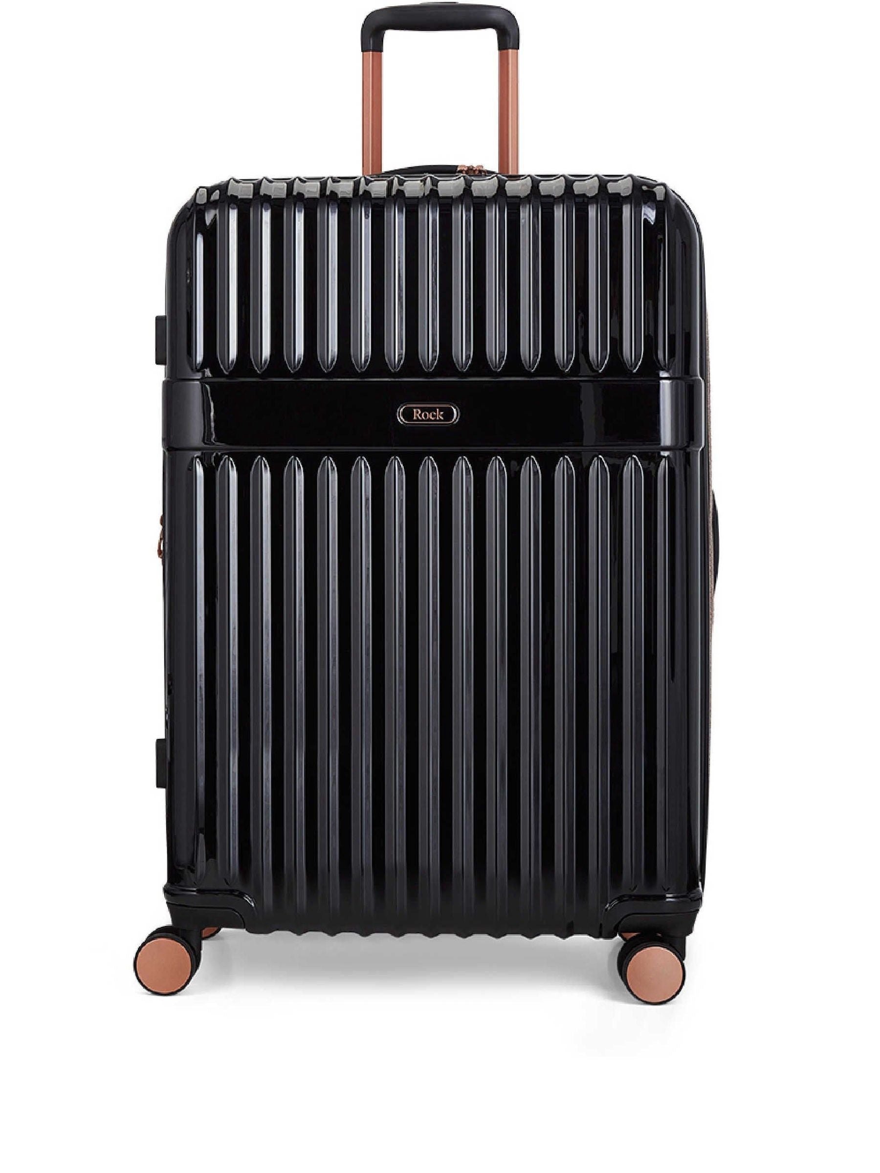 Rock Selene large black suitcase with expandable capacity - British product