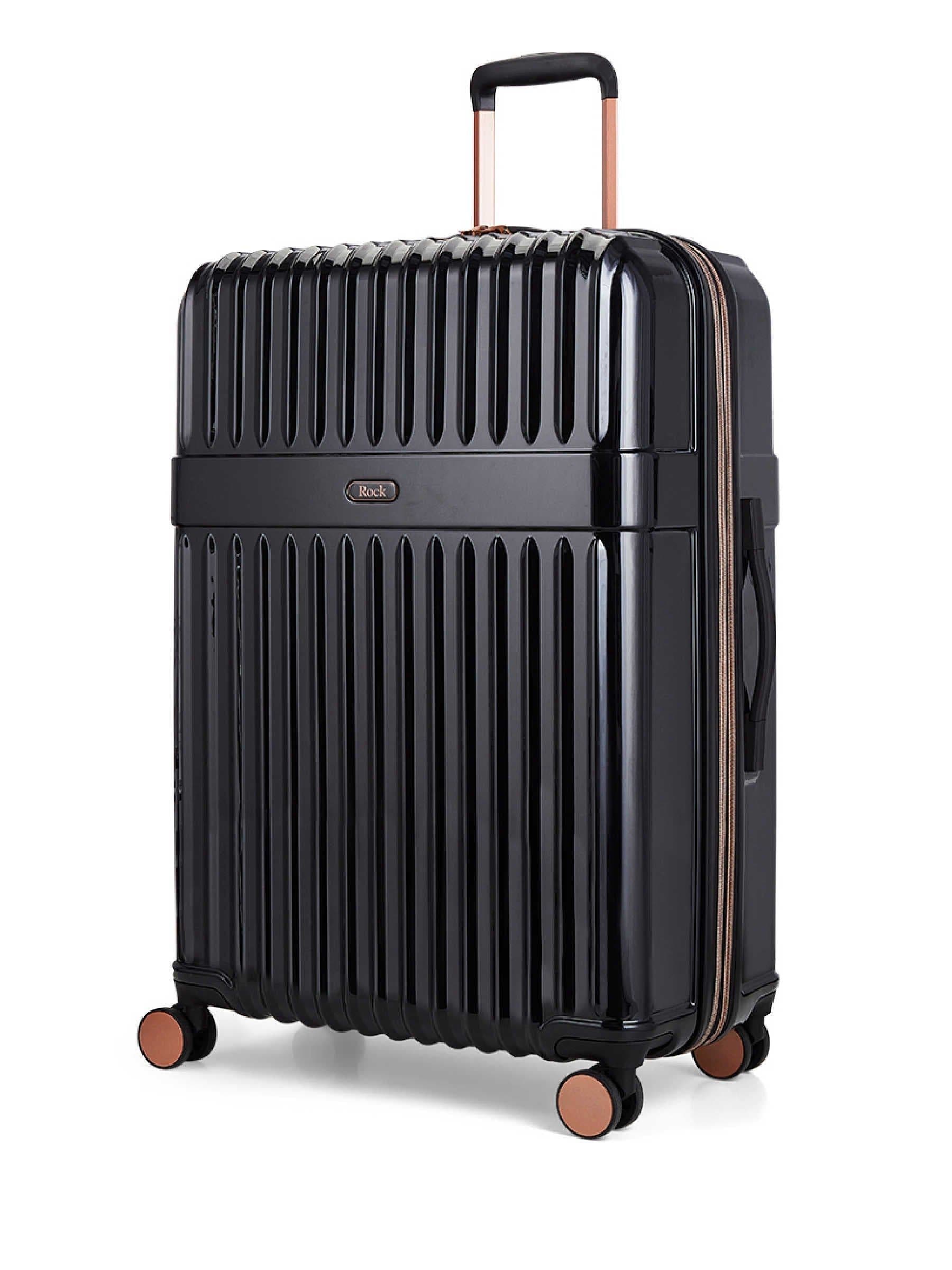 Rock Selene large black suitcase with expandable capacity - British product