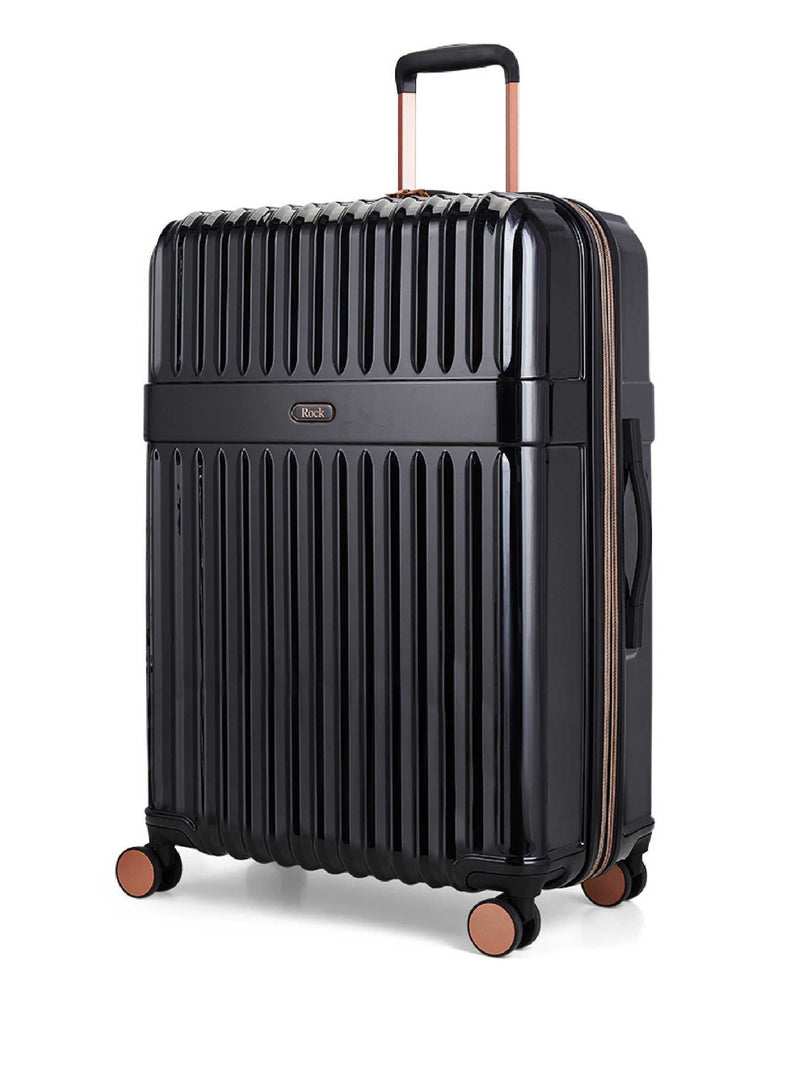 Rock Selene large black suitcase with expandable capacity - British product