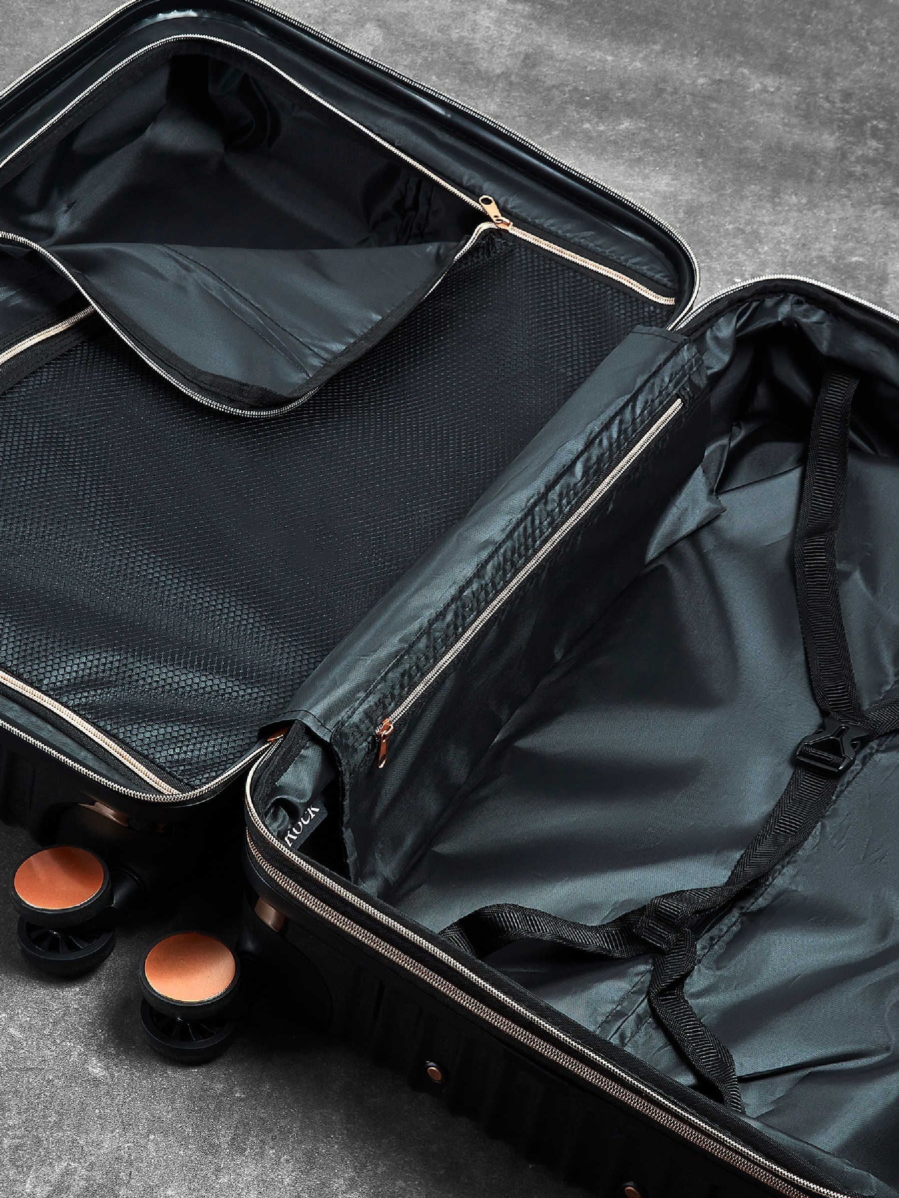 Rock Selene large black suitcase with expandable capacity - British product