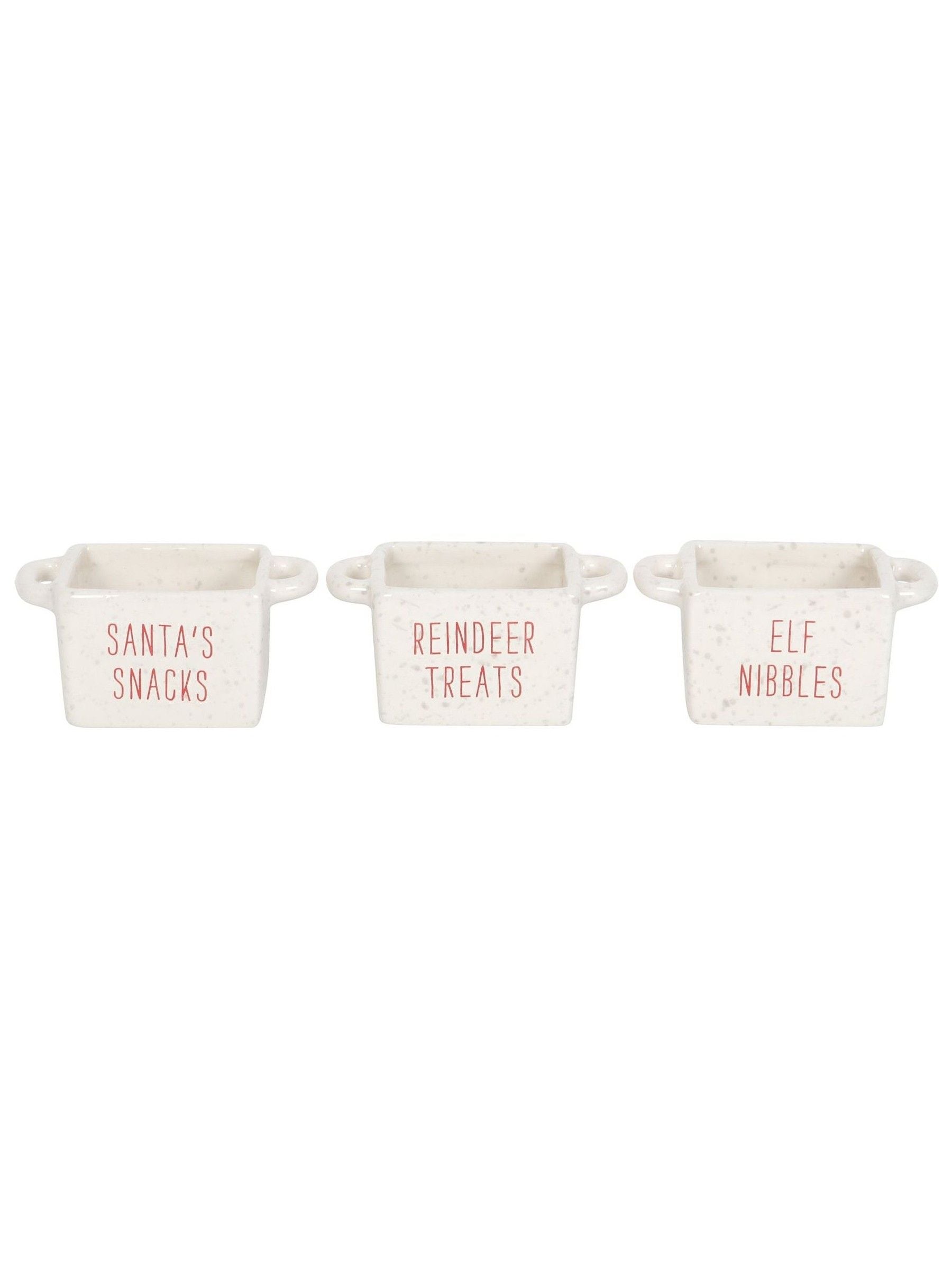 Something Different white ceramic Christmas snack bowls set of 3 (British brand)