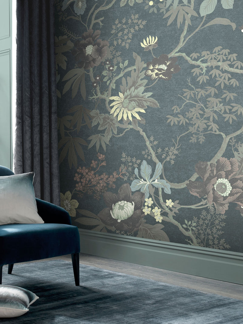Graham & Brown Teal Kimono wall mural 4m, UK version