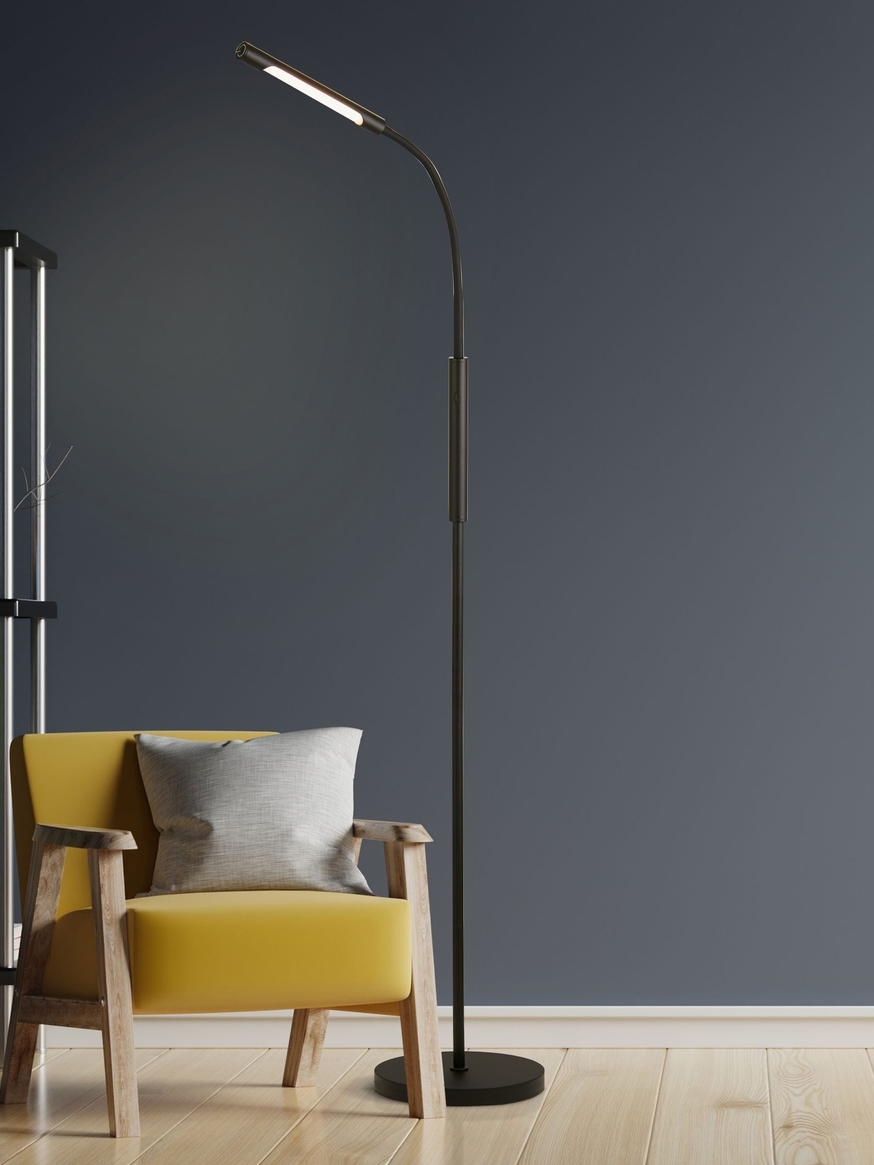 Searchlight Black Corsica rechargeable LED floor lamp 160cm - British product