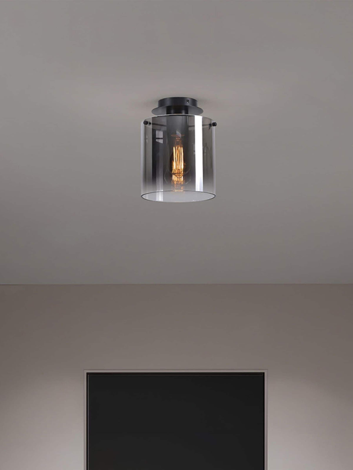 Searchlight Santorini black flush ceiling light 26cm, UK version
