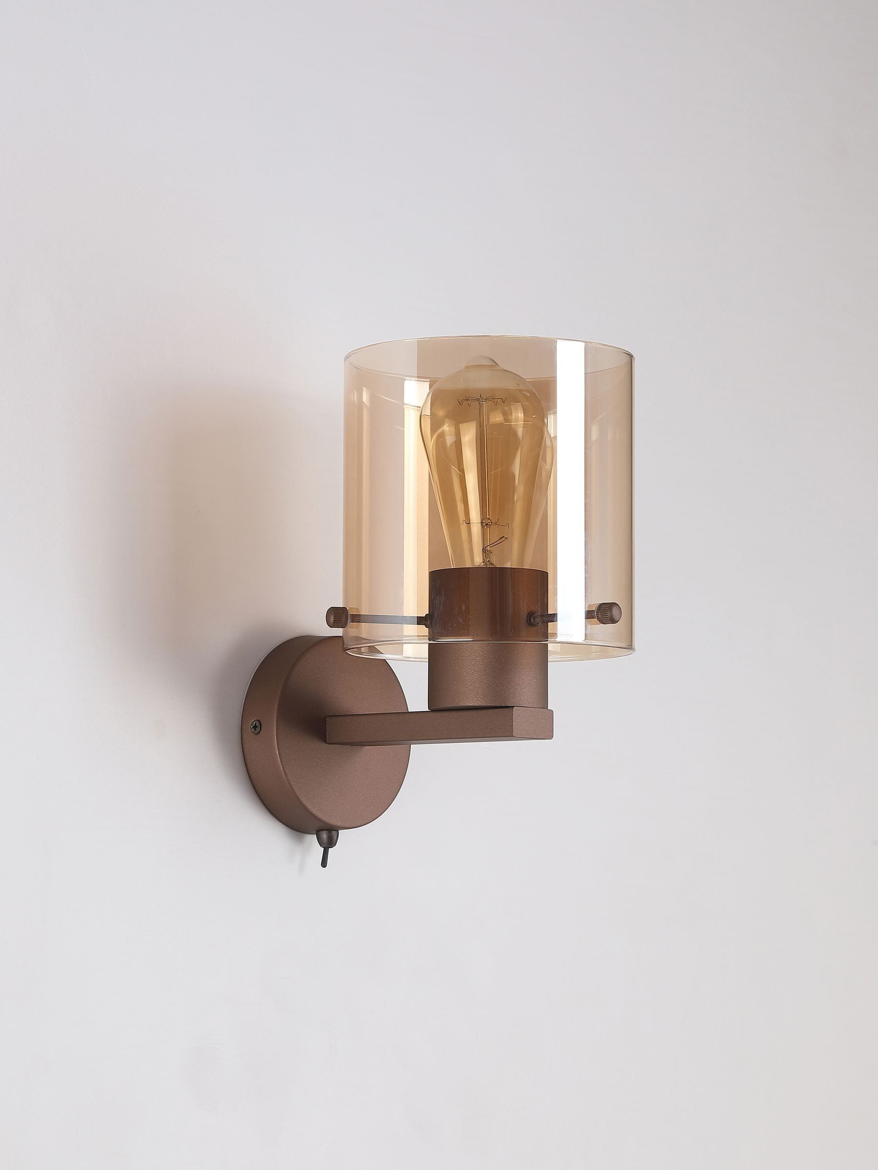 Searchlight Santorini wall light mocha amber glass 24cm - British product
