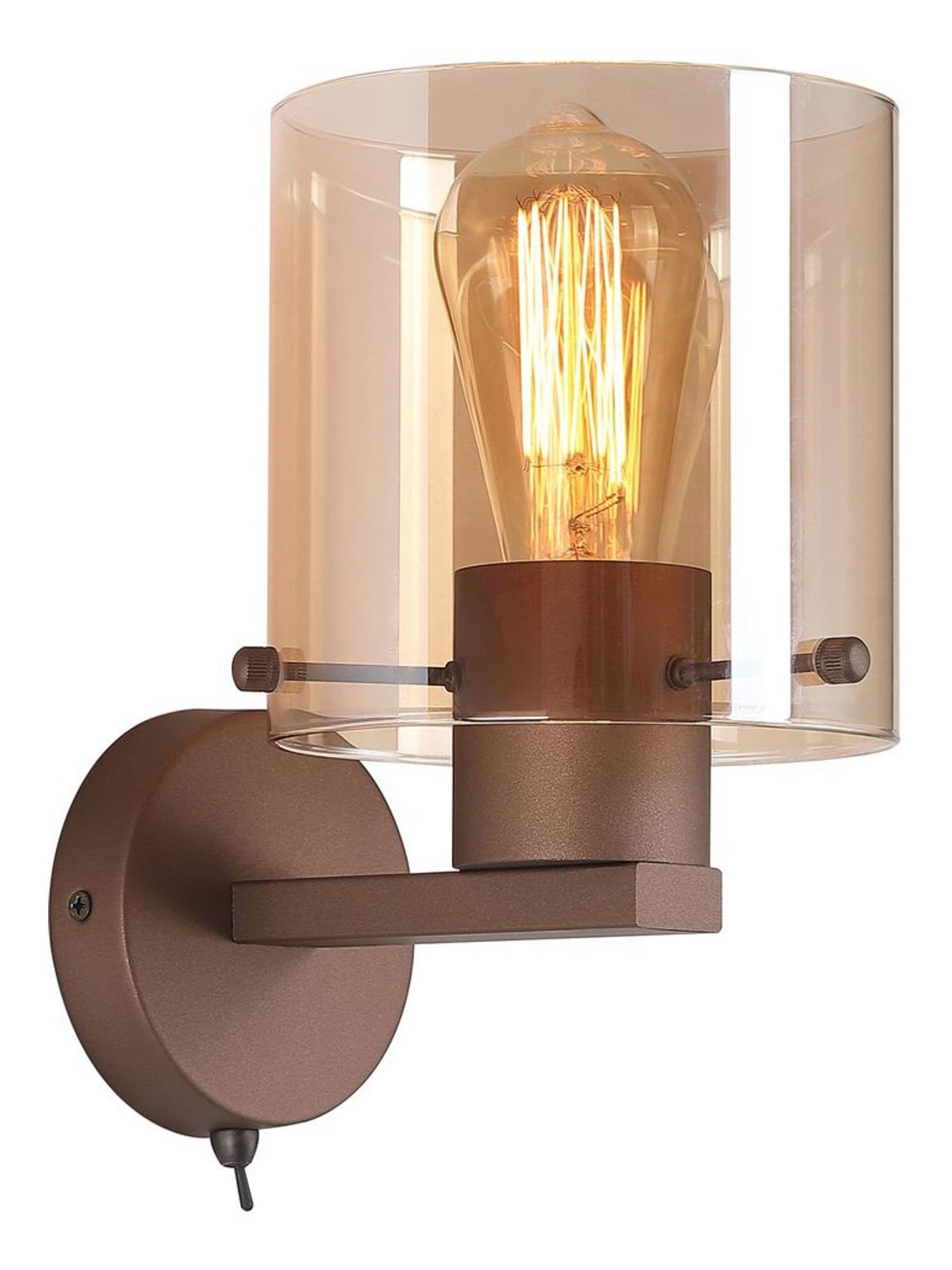 Searchlight Santorini wall light mocha amber glass 24cm - British product