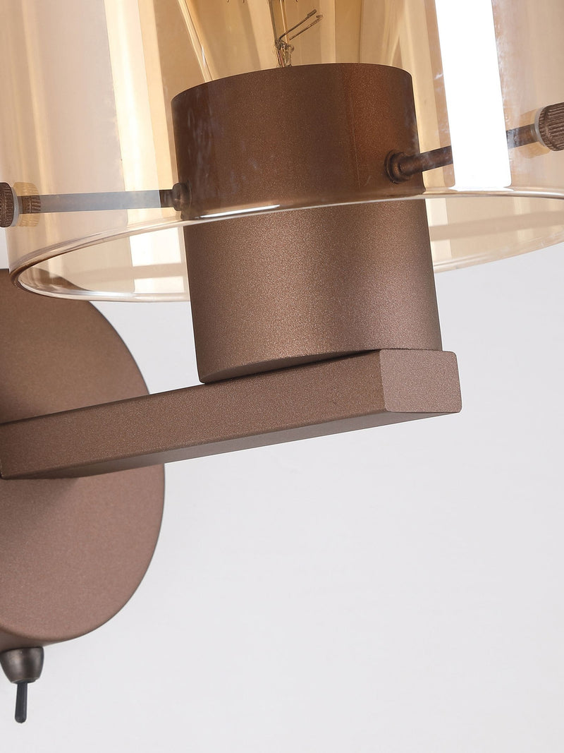 Searchlight Santorini wall light mocha amber glass 24cm - British product