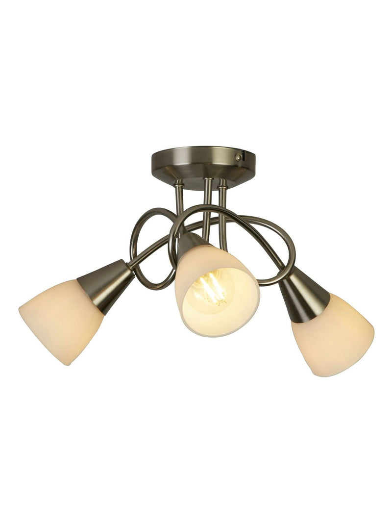 Searchlight satin silver Thames 3-light ceiling light - British product