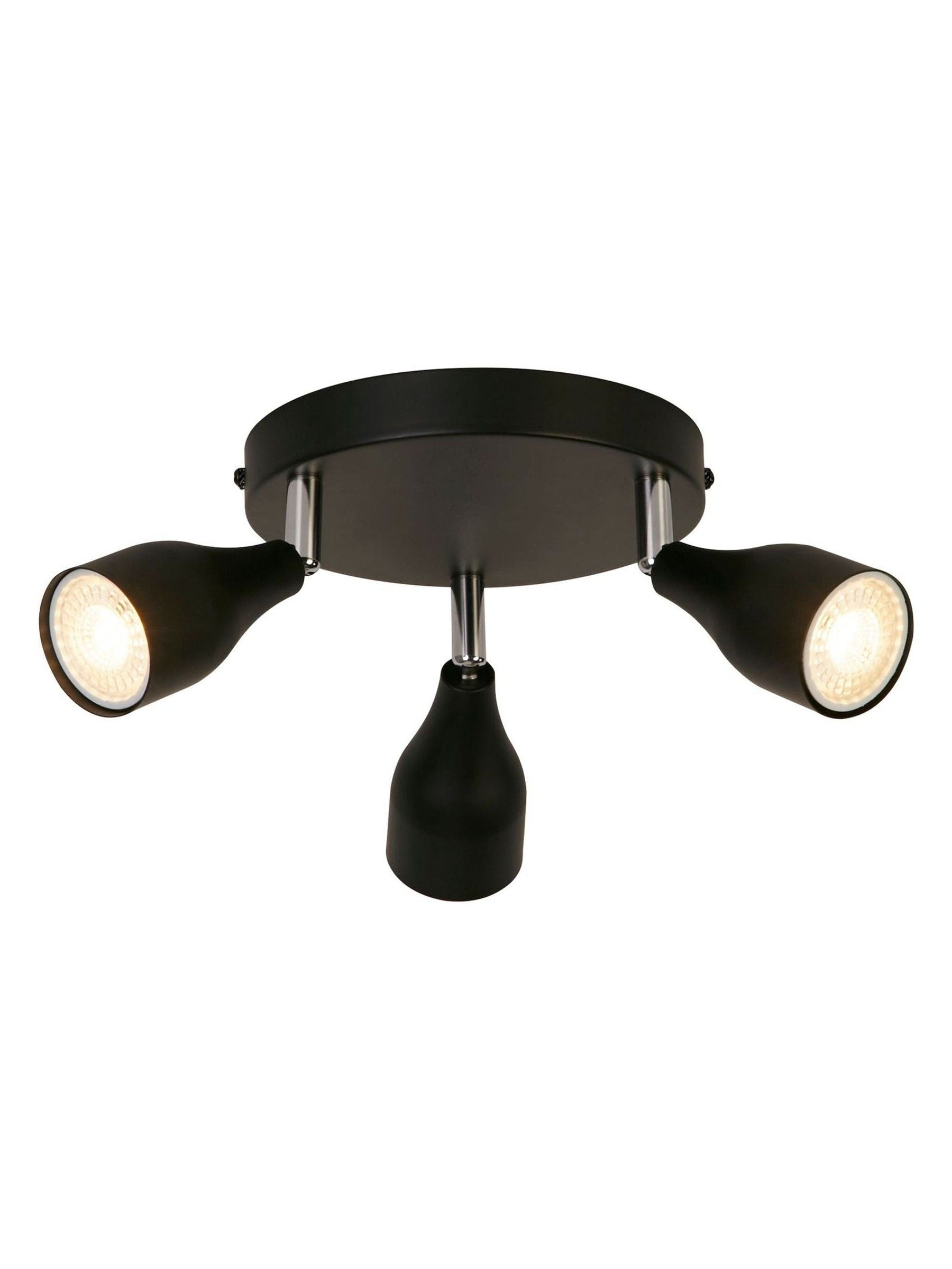 Searchlight Astro 3-light black and chrome ceiling spotlight, UK version
