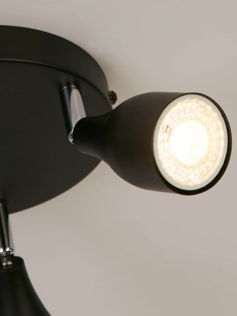 Searchlight Astro 3-light black and chrome ceiling spotlight, UK version