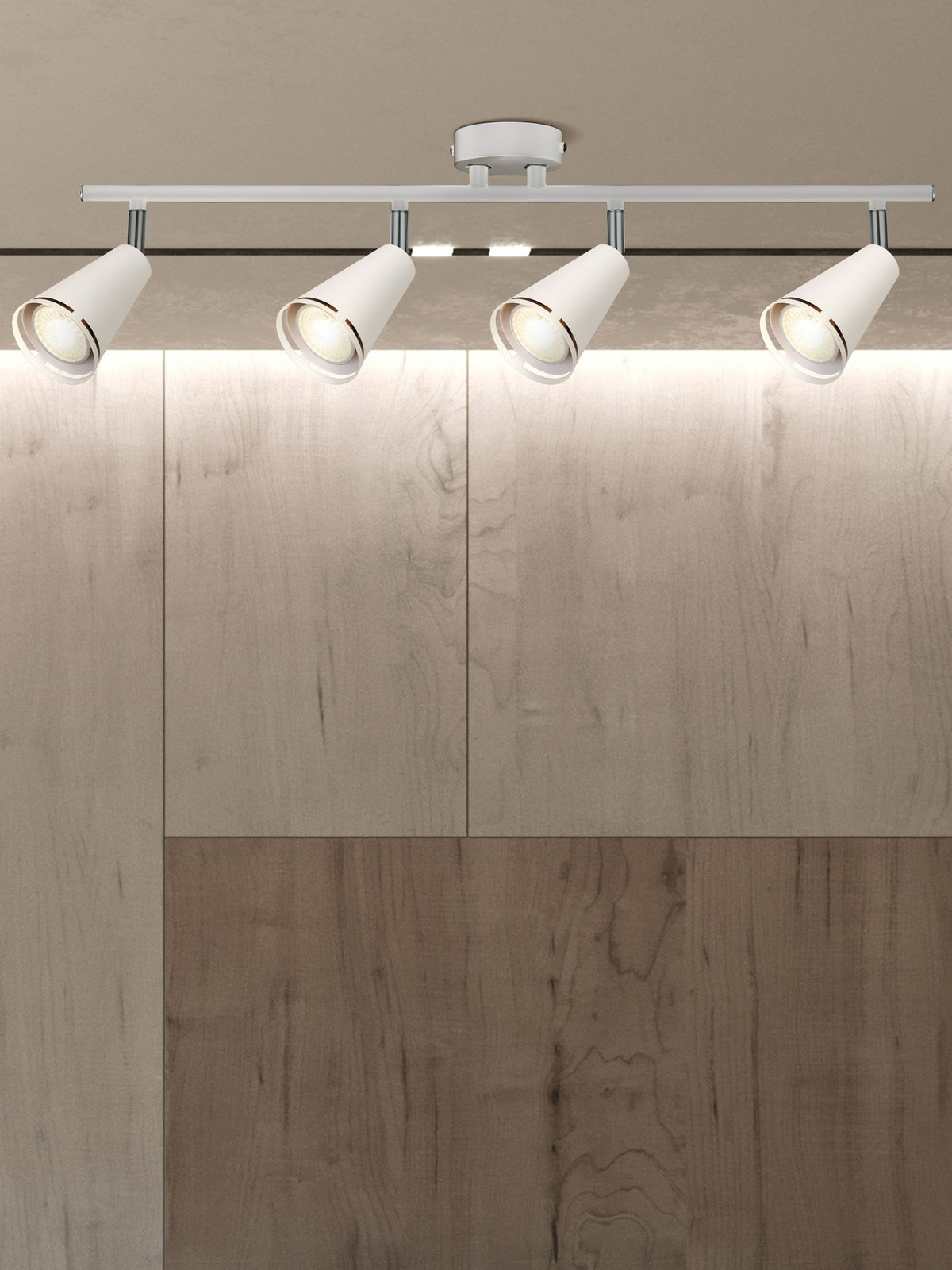 Searchlight Devon 4-light spotlight ceiling light, white, imported from the UK