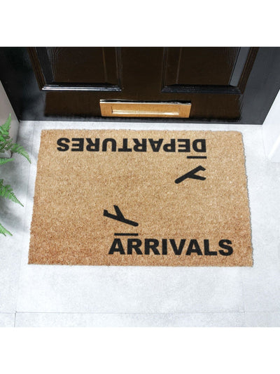 Next Artsy Natural and Black Arrivals and Departures Doormat 60x40cm- Buy online at McGrocer