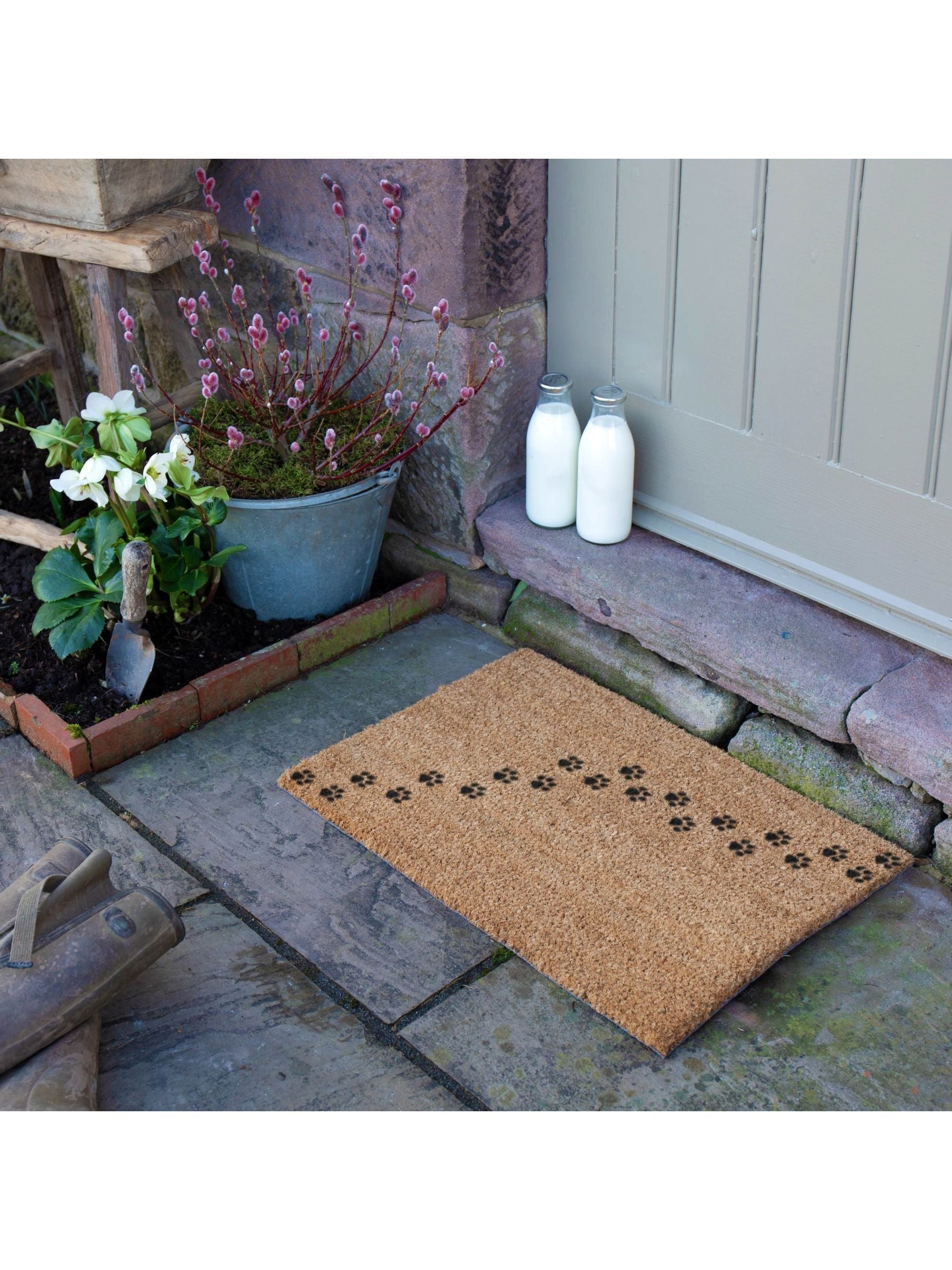 Artsy Mats natural black paw print doormat 60x40cm - British product