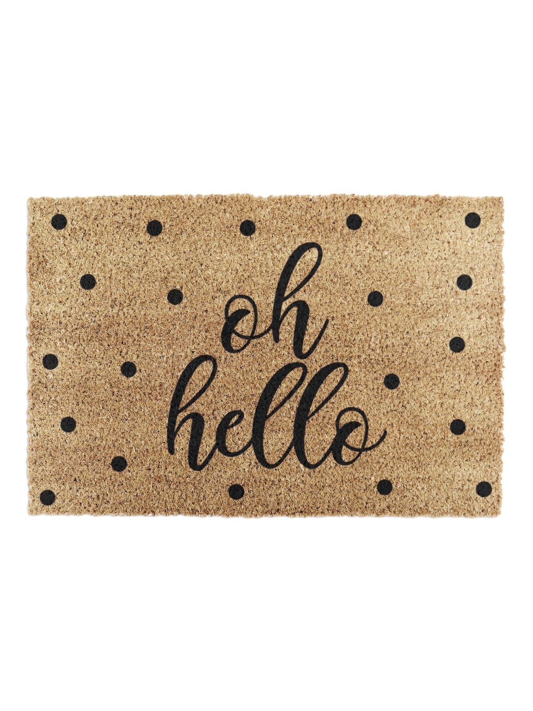 Artsy Oh Hello doormat coconut fibre non-slip PVC backing 60x40cm, UK version