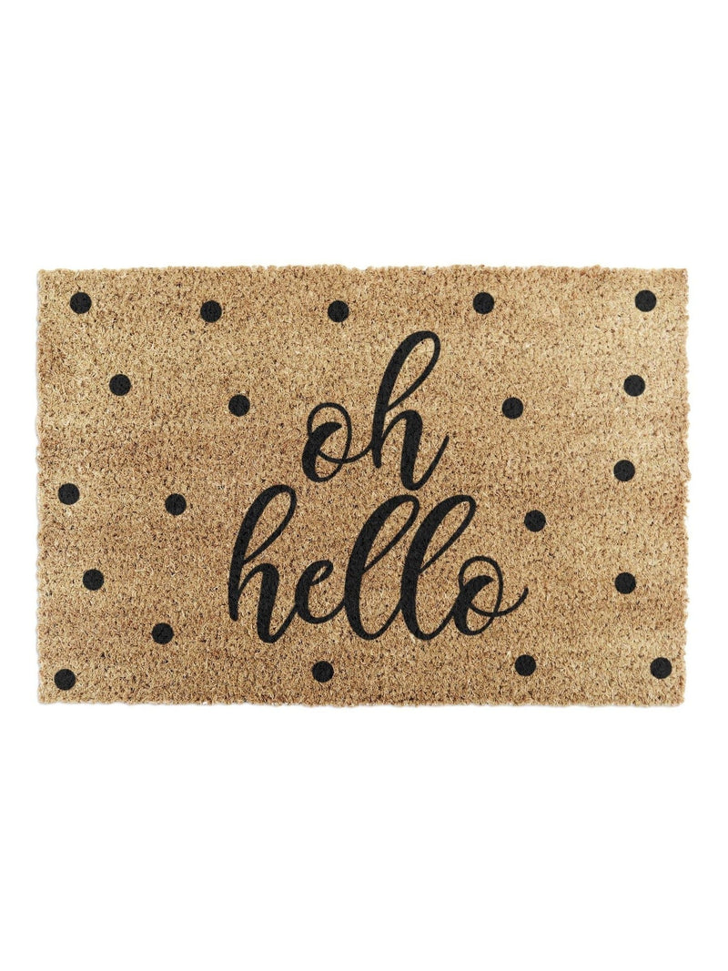 Artsy Oh Hello doormat coconut fibre non-slip PVC backing 60x40cm, UK version