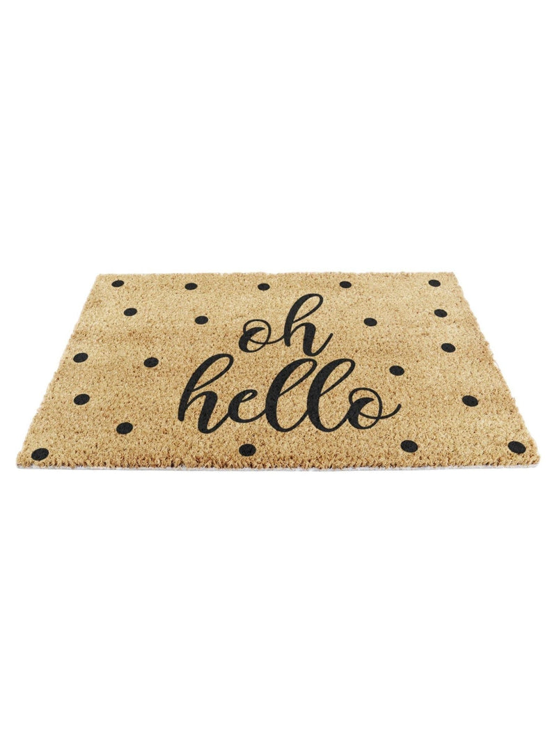 Artsy Oh Hello doormat coconut fibre non-slip PVC backing 60x40cm, UK version