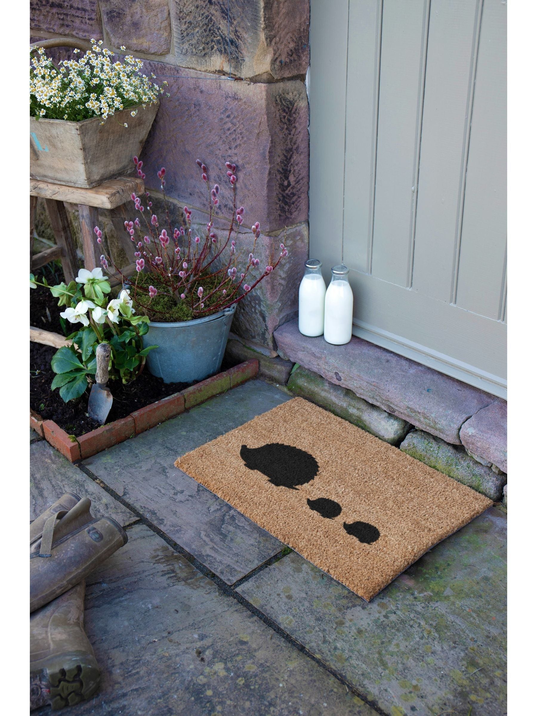 Artsy Mats hedgehog family doormat 60cm x 40cm - British product