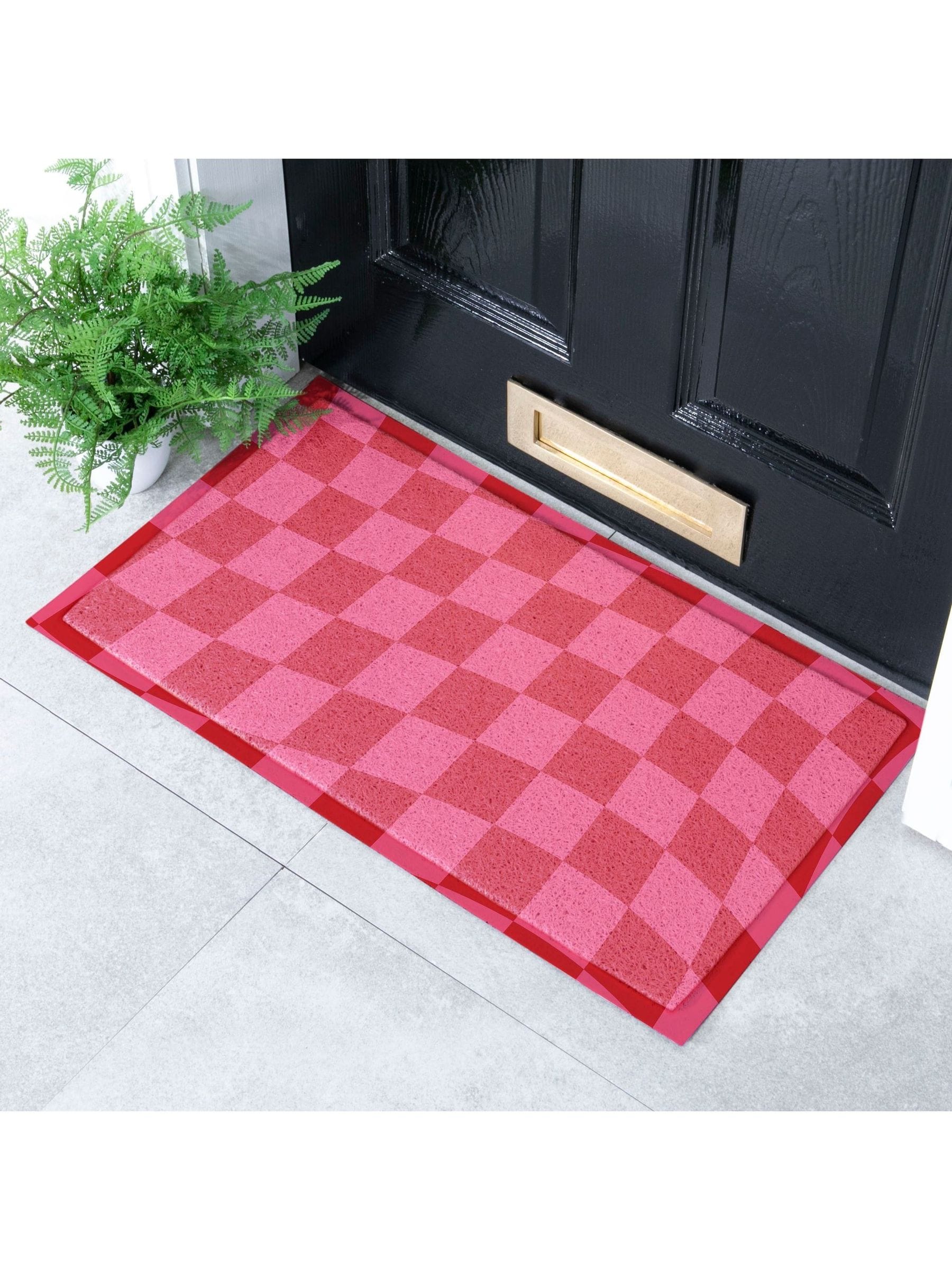 Artsy Mats doormat fuchsia wavy checkerboard 70x40cm (British brand)